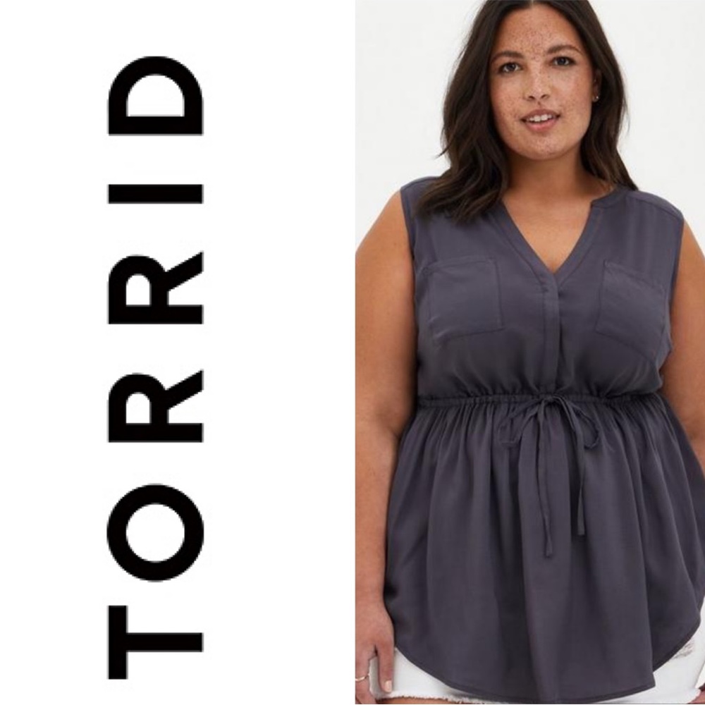 TORRID Womens Emma Babydoll Challis Tunic Top Color Nine Iron Size 0